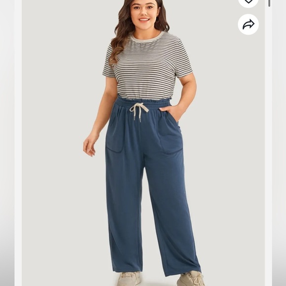 BloomChic Plain Pocket Paperbag Waist Ties Sweatpants - Picture 4 of 4